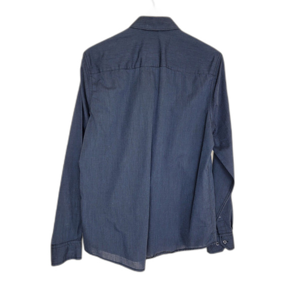 Michael Brandon Navy Blue Double Pocket Long Sleeve Button Shirt - Medium - Picture 2 of 5